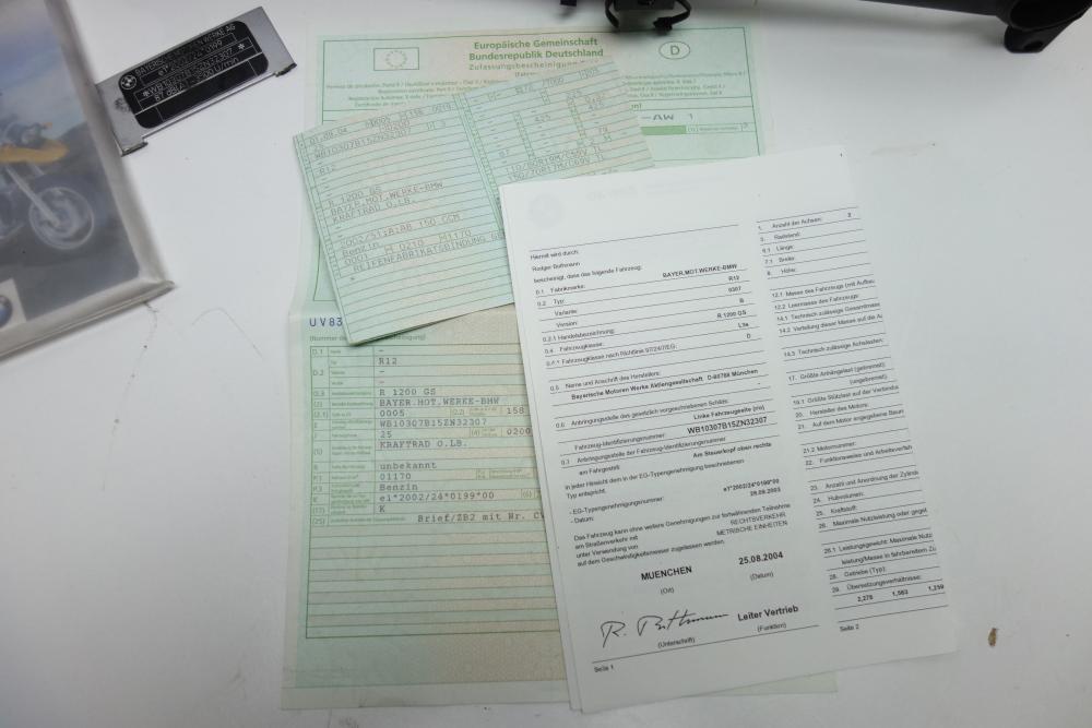Preview: BMW R1200GS R 1200 GS K25 Rahmen Frame Papiere Documents