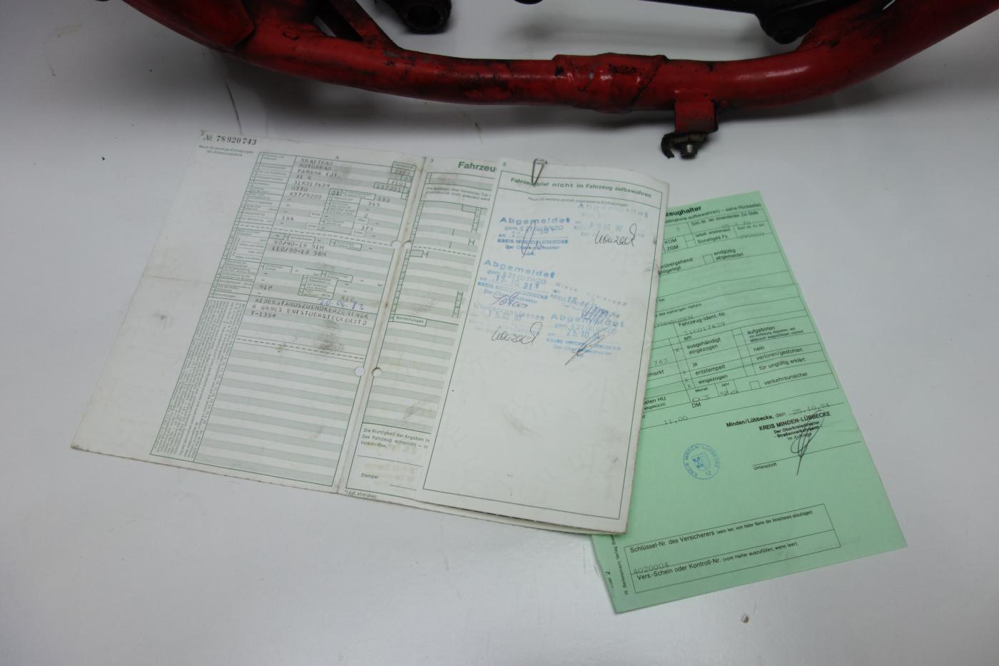 Yamaha RD 350 Rahmen Frame Papiere Documents