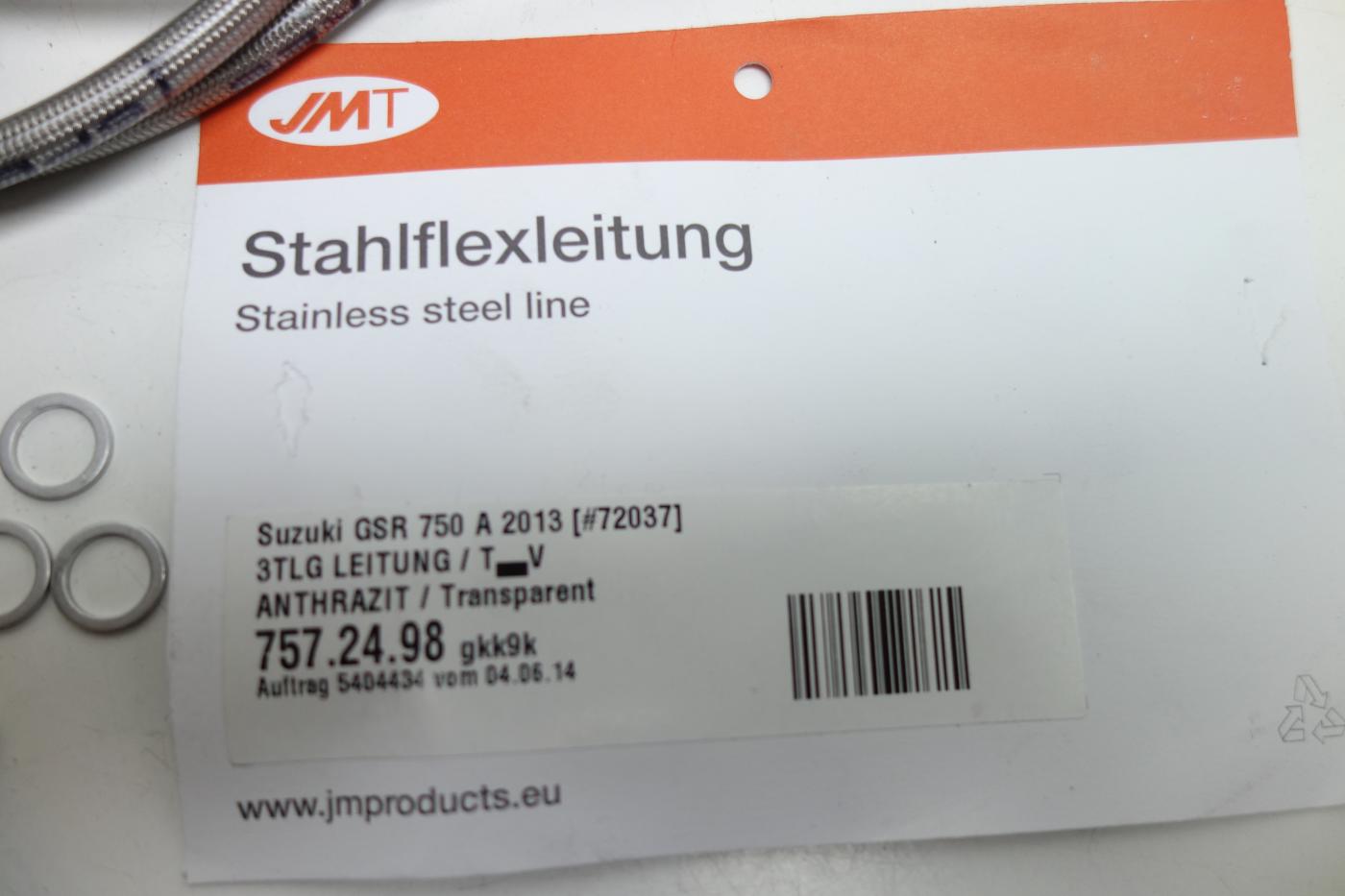 Suzuki GSR 750 A Stahlflexleitung JMT NEU