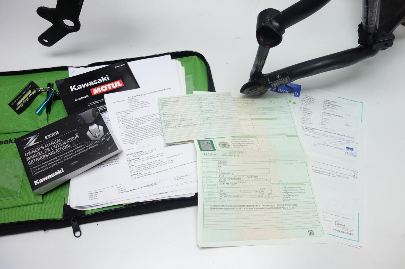 Kawasaki ZH2 Z H2 Rahmen Frame Papiere Documents